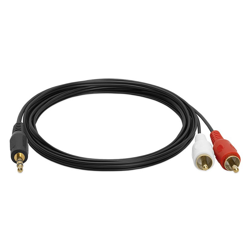 3,5 мм мъжки стерео до 2 мъжки RCA аудио адаптер кабел
