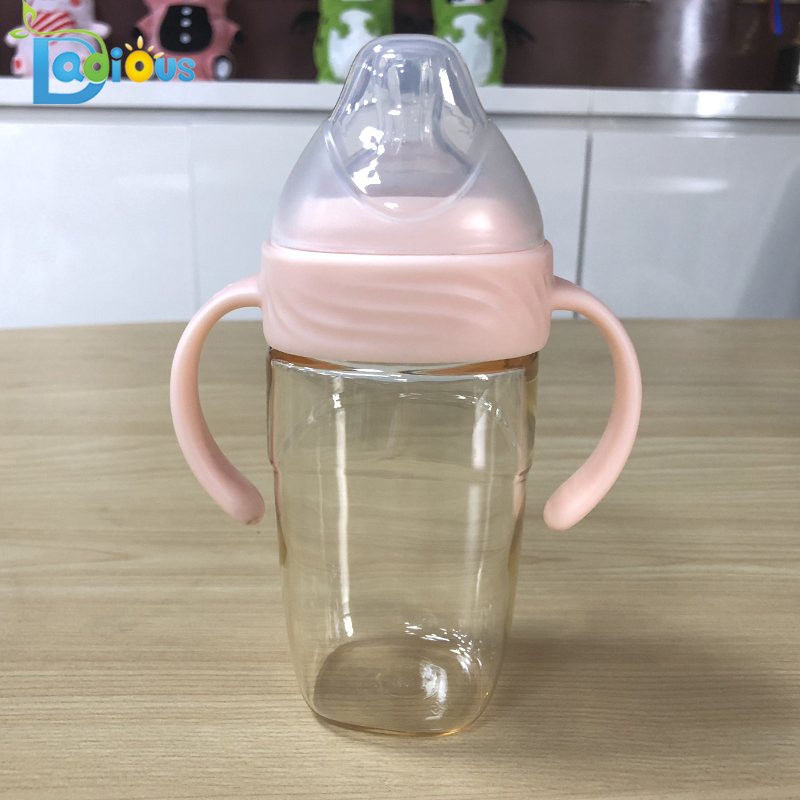 Новородено BPA свободен PPSU бутилка за хранене 240ML бебешка бутилка потребителски лого бутилка за бебето с дръжка
