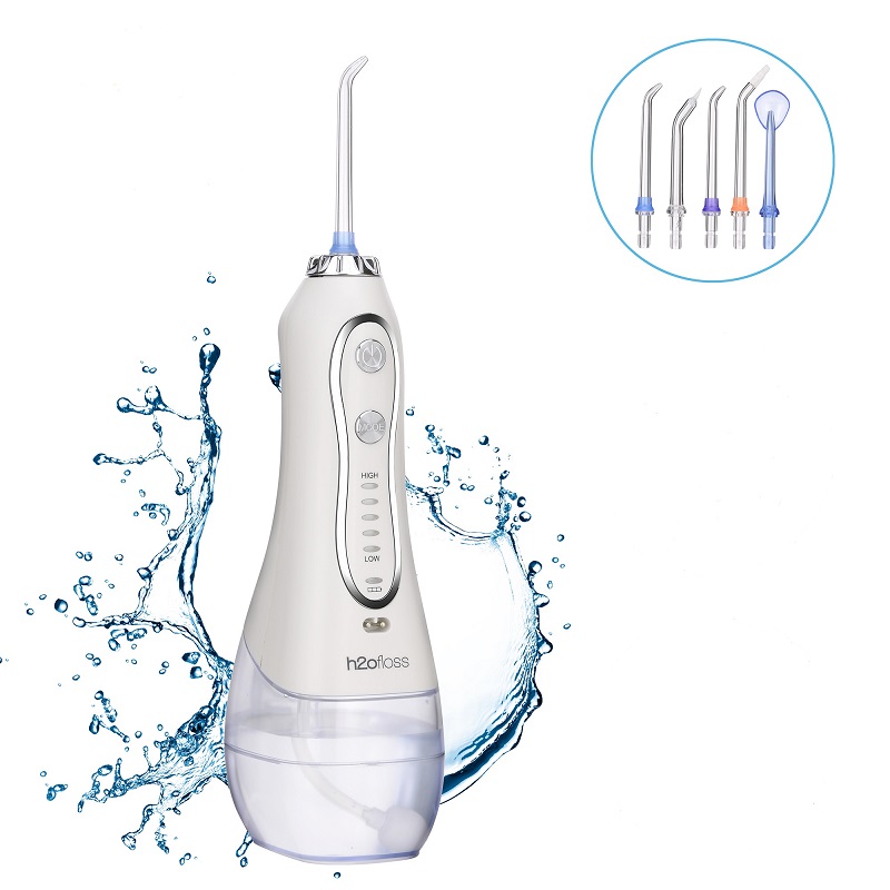 H2ofloss Water Flosser Professional безжичен зъбен орален иригатор - преносим и зареждащ се IPX7 водоустойчив воден конденз за почистване на зъби, 300ml резервоар за дома и пътуване (HF-6)