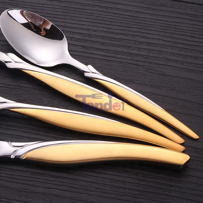 72/84/86 Gottinghen Steel Flaterware Gold 86 Pcs Cutery Set с дървен калъф