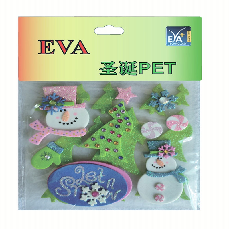 Фуражни стикери PET пяна Глитър PET Коледно PET