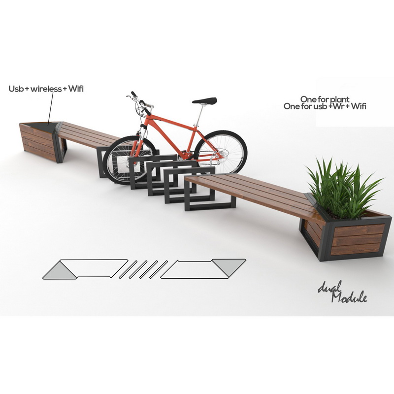 Персонализиран стил Smart Smart Solar Panle Bench за зареждане на мобилен телефон на открито
