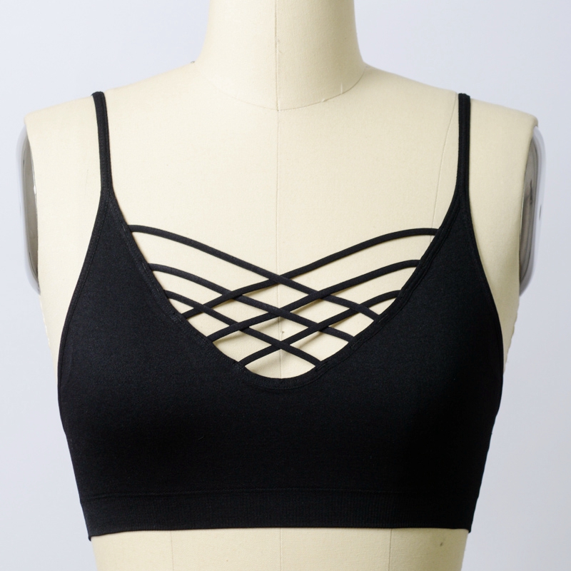 YL-5342 Leto Intimates Seamless Front Multi-Strappy Yoga Style Bralette--Stock Design