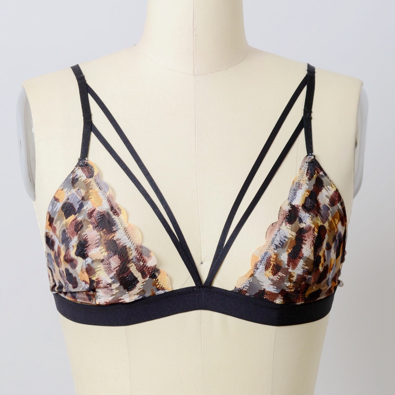 YL-5498 Leto Intimates Splash Leopard Strappy Bralette Wholesale- Stock Design