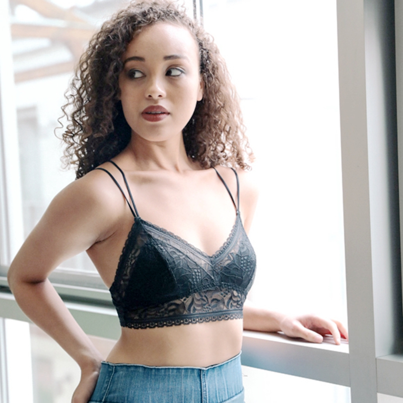 YL-5506 Leto Intimates Strappy Back Geometric Lace Bralette--Stock Design